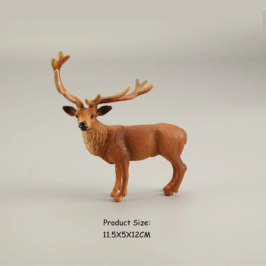 Juego de figuritas de ciervo de alce de simulación, juguete de Cervatillo de cola blanca, modelo de Animal del bosque, figuras familiares, juguetes Toppers de pastel