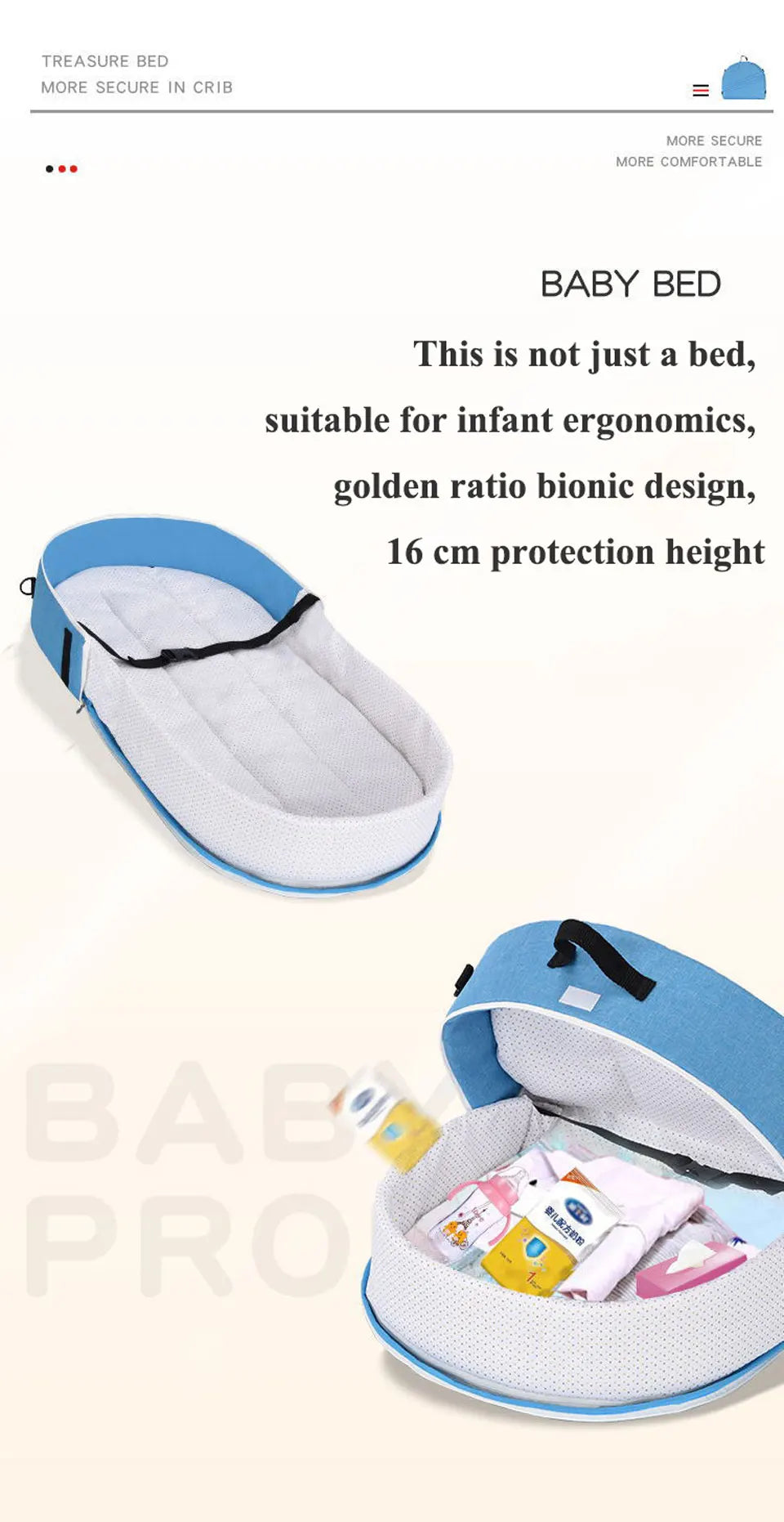 Nido de bebé de viaje multifunción, cuna portátil, plegable, para dormir, con Mosquito