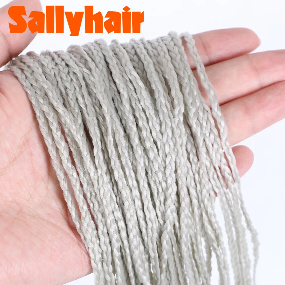 Sallyhair-trenzas sintéticas Zizi Box, trenzas delgadas de ganchillo, cabello Eunice, extensiones de cabello trenzado Zizi de colores, cabello marrón y negro