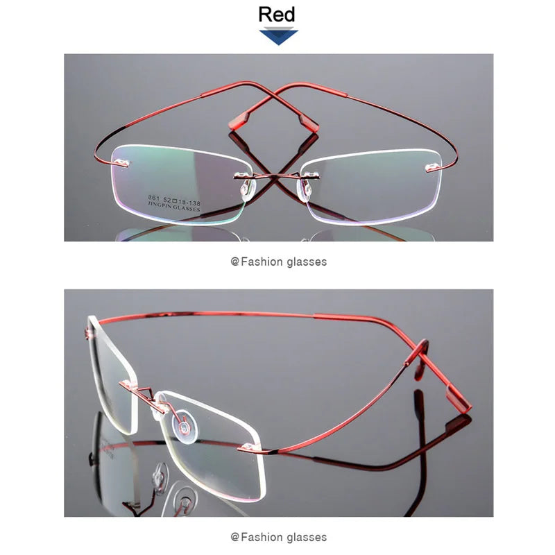 Gafas para miopía sin marco para hombre y mujer, lentes superelásticas con revestimiento verde, montura ultraligera, sin montura, 1,0-1,5-2,0 To-5,5