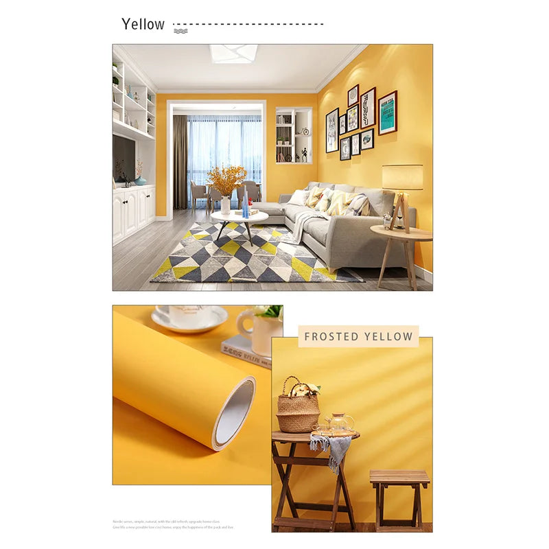 Papel tapiz mate de Color puro de PVC, autoadhesivo para dormitorio, impermeable, pegatina a prueba de humedad, película de renovación para muebles y armarios de escritorio
