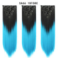 Buabuda-extensiones de cabello sintético largo y liso, 16Clips, fibra de alta temperatura, color rubio, negro y marrón