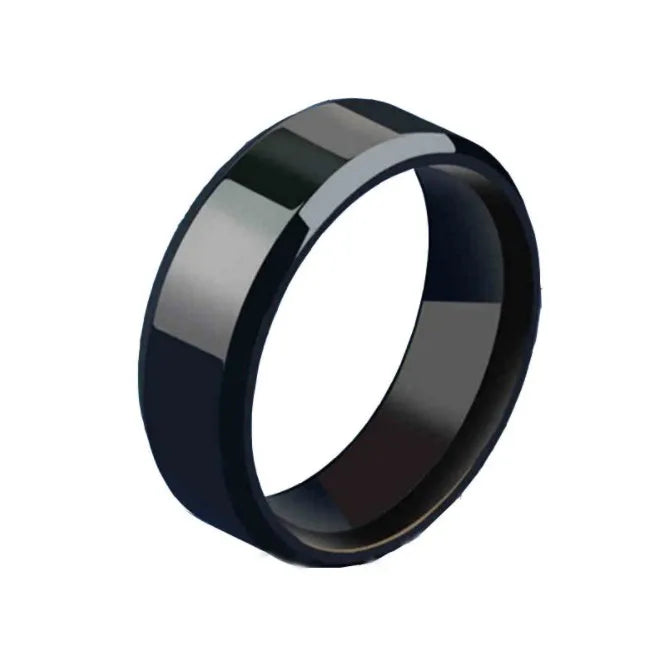 Anillo de joyería con dijes de moda para hombres y mujeres, anillos negros de acero inoxidable, banda de compromiso de boda, espejo de calidad, joyería masculina personalizada
