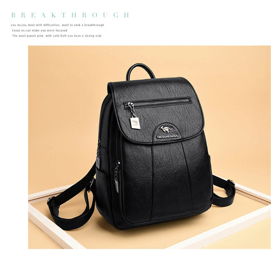 Mochila De cuero suave para mujer, bolso escolar de gran capacidad, de alta calidad, para viaje y ocio, 6 colores, color negro, novedad de 2024