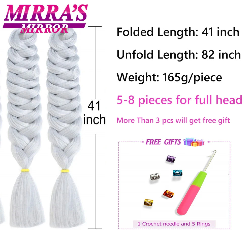 Mirra's Mirror-extensiones de cabello trenzado sintético para trenzas, pelo súper largo Jumbo de 41 pulgadas, 165 g/unid, soporte al por mayor