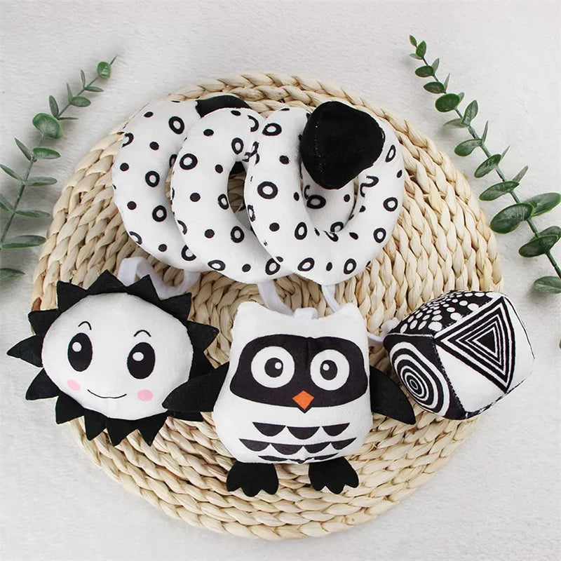 Sonajero de peluche sensorial para bebé, cochecito de juguete, juguetes colgantes móviles musicales, sonajeros móviles para bebés, juegos para recién nacidos de 0 a 6 y 12 meses