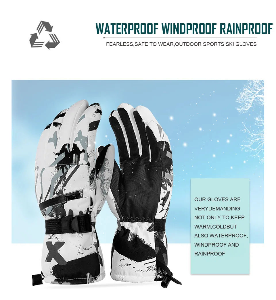 CoolFit hombres mujeres guantes de esquí ultraligeros impermeables guantes cálidos de invierno guantes de Snowboard motociclismo nieve guantes impermeables