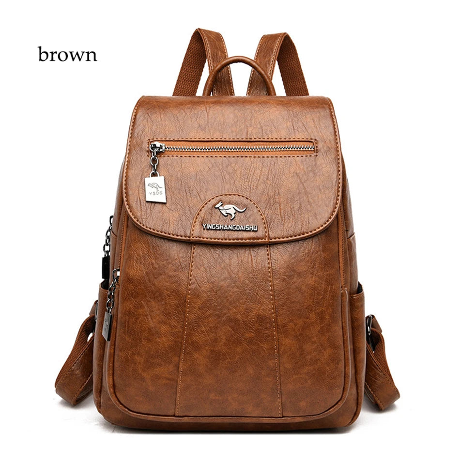Mochila De cuero suave para mujer, bolso escolar de gran capacidad, de alta calidad, para viaje y ocio, 6 colores, color negro, novedad de 2024