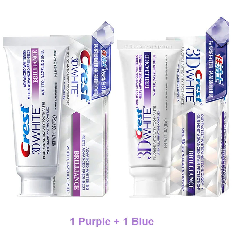 Crema dental Crest 3D, blanqueador de dientes, esmalte seguro vibrante, exprimidores de tubo de menta, 3 tipos de pasta de dientes