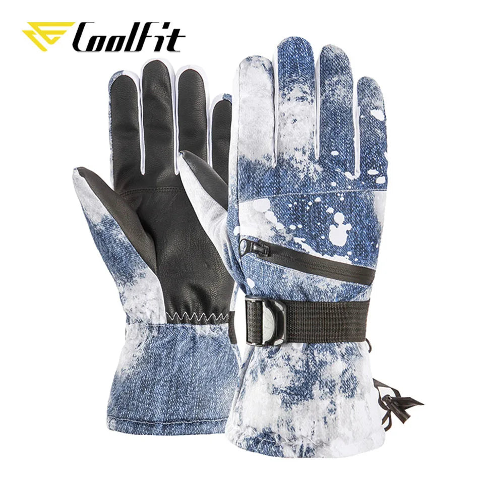 CoolFit hombres mujeres guantes de esquí ultraligeros impermeables guantes cálidos de invierno guantes de Snowboard motociclismo nieve guantes impermeables
