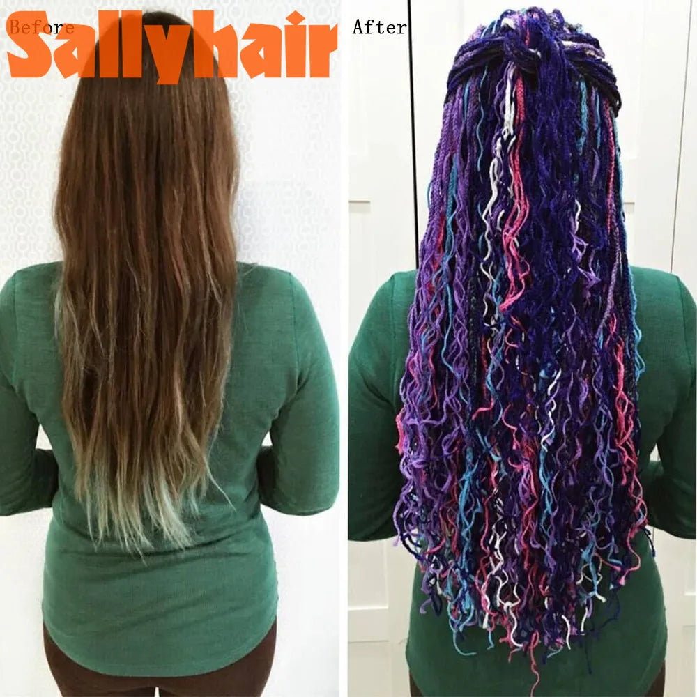 Sallyhair-trenzas sintéticas Zizi Box, trenzas delgadas de ganchillo, cabello Eunice, extensiones de cabello trenzado Zizi de colores, cabello marrón y negro