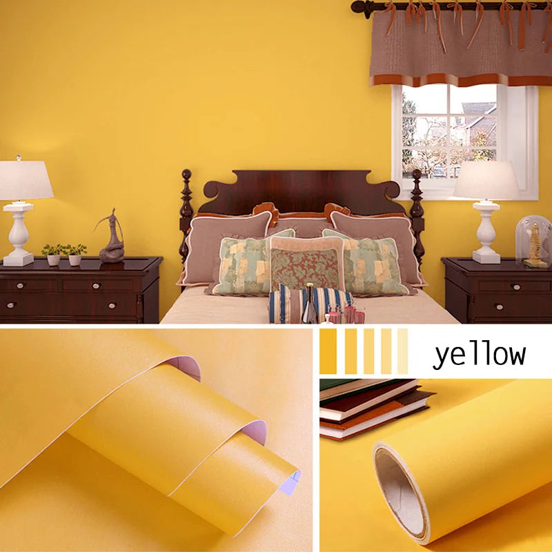 Papel tapiz impermeable de Color sólido, autoadhesivo para habitación, armario blanco y negro, pegatina de pared mate para muebles de cocina, ancho personalizable