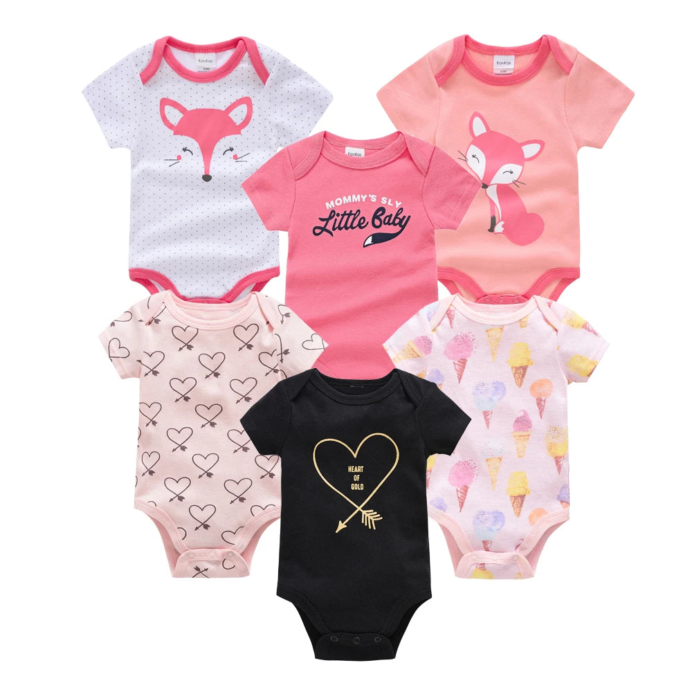 Kavkas, monos para niñas, 6/3 unidades/lote, ropa de algodón de verano para bebés, ropa de manga corta para recién nacidos, ropa para bebés de 0 a 3 meses