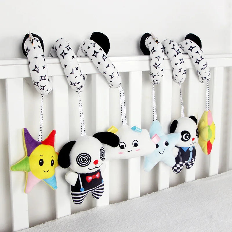 Sonajero de peluche sensorial para bebé, cochecito de juguete, juguetes colgantes móviles musicales, sonajeros móviles para bebés, juegos para recién nacidos de 0 a 6 y 12 meses