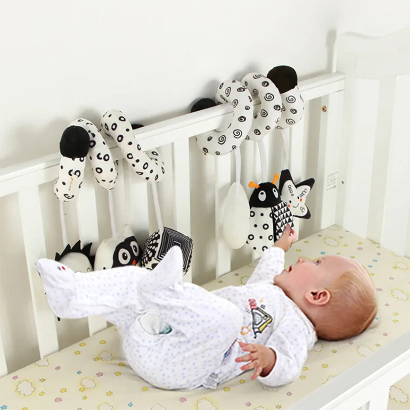 Sonajero de peluche sensorial para bebé, cochecito de juguete, juguetes colgantes móviles musicales, sonajeros móviles para bebés, juegos para recién nacidos de 0 a 6 y 12 meses