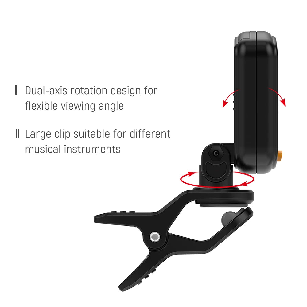 Afinador de guitarra AROMA AT-01A, sintonizador giratorio con Clip, pantalla LCD para guitarra acústica cromática, bajo, ukelele, accesorios para guitarra