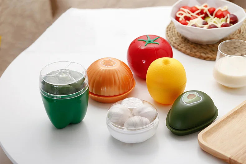 Caja de almacenamiento creativa para cocina, recipiente para verduras, cebolla, ajo, aguacate, tomates, limón, pimienta verde fresca