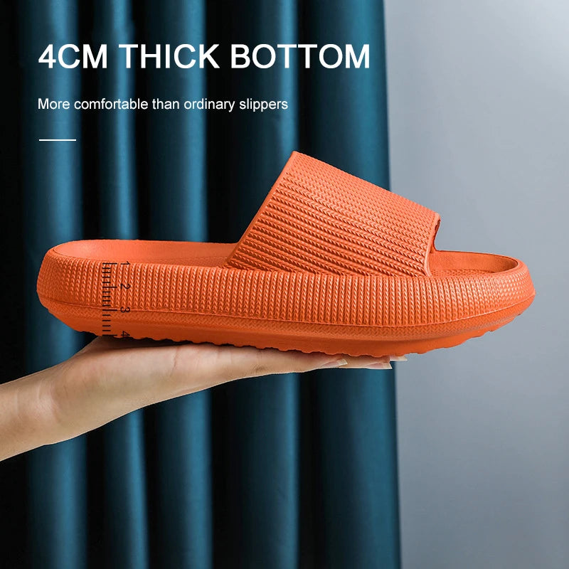 Zapatillas de nube con plataforma gruesa para mujer, sandalias deslizantes con almohada de suela blanda Eva para interior del hogar, chanclas de playa antideslizantes de verano 2025
