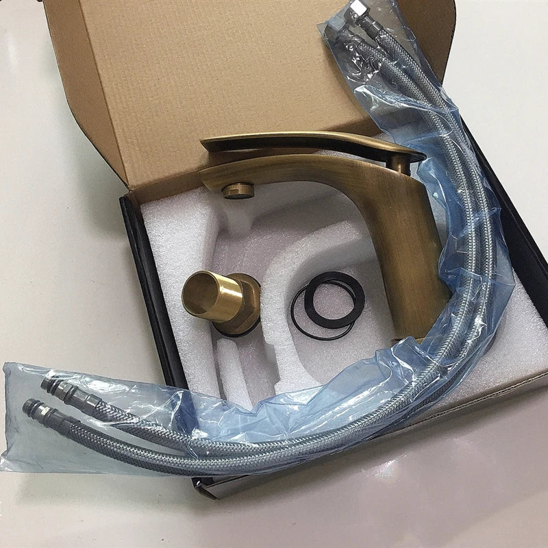 Grifos de Baño de Estilo Moderno, Grifo de Lavabo de Latón Negro/Plateado, Grifo de Lavabo de un Solo Orificio, Grifo Mezclador de Agua Fría y Caliente, Torneira