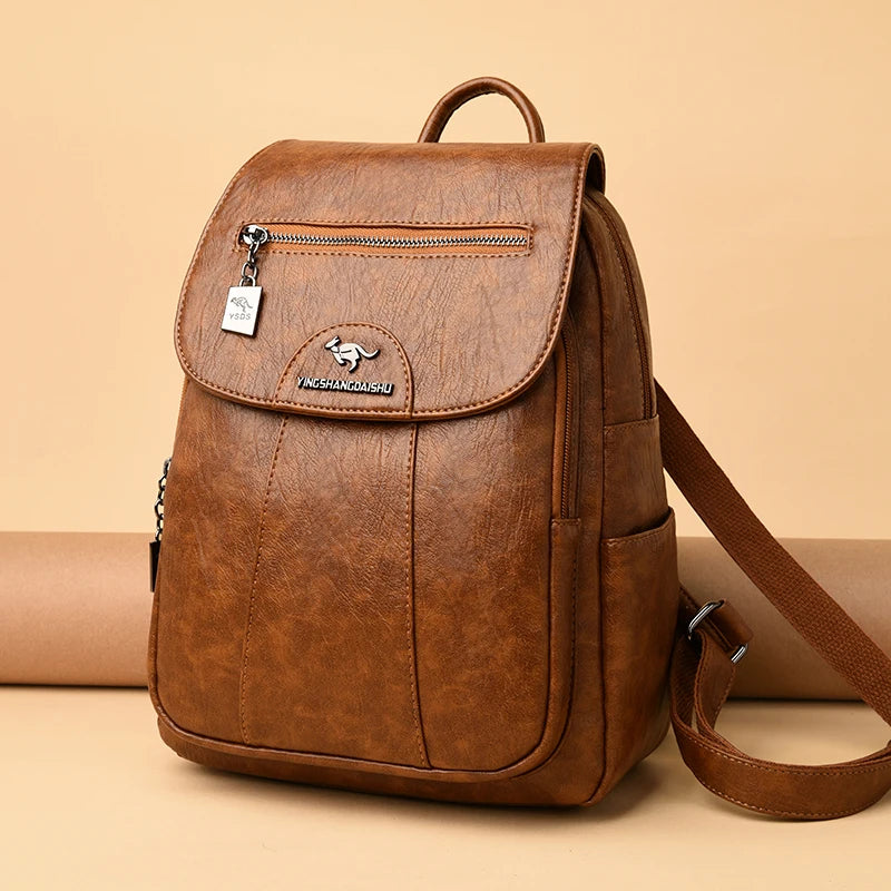 Mochila De cuero suave para mujer, bolso escolar de gran capacidad, de alta calidad, para viaje y ocio, 6 colores, color negro, novedad de 2024