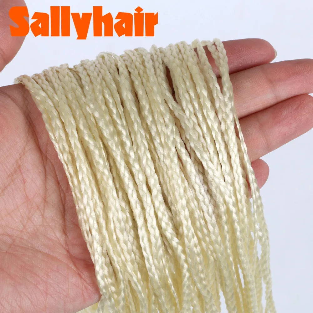Sallyhair-trenzas sintéticas Zizi Box, trenzas delgadas de ganchillo, cabello Eunice, extensiones de cabello trenzado Zizi de colores, cabello marrón y negro