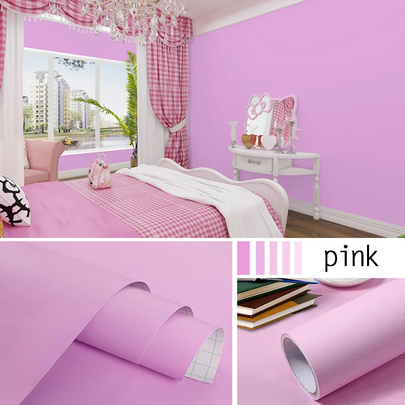 Papel tapiz impermeable de Color sólido, autoadhesivo para habitación, armario blanco y negro, pegatina de pared mate para muebles de cocina, ancho personalizable
