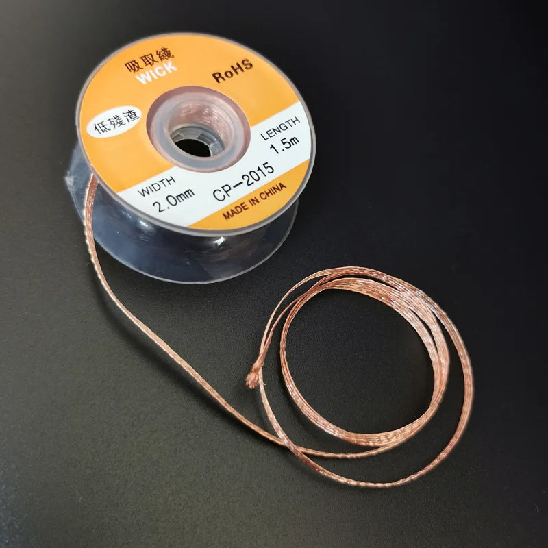 Cables de soldadura de 2,0mm, 3,5mm, 1,5 M, herramienta de reparación de alambre de mecha, removedor de soldadura trenzada, 1 unidad