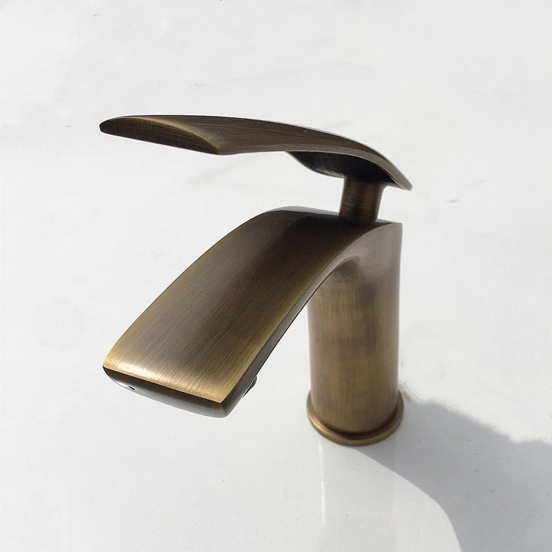 Grifos de Baño de Estilo Moderno, Grifo de Lavabo de Latón Negro/Plateado, Grifo de Lavabo de un Solo Orificio, Grifo Mezclador de Agua Fría y Caliente, Torneira