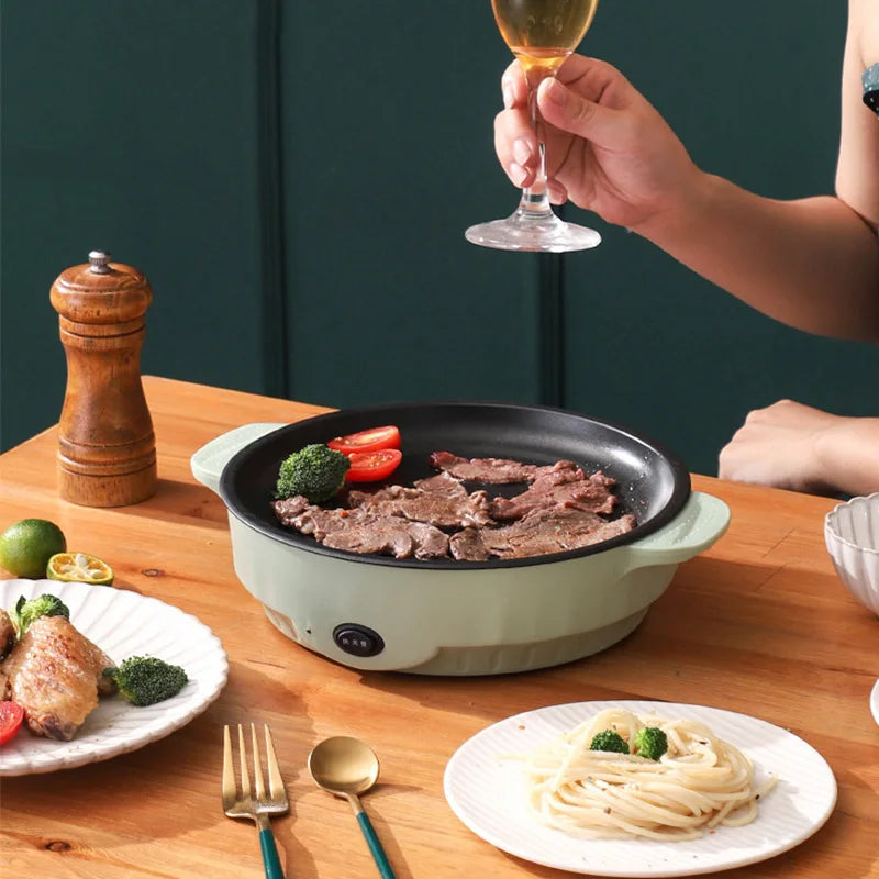 Parrilla eléctrica multifuncional para barbacoa, Mini bandeja cuadrada para hornear eléctrica de 26cm, Wok eléctrico para panqueques y carne, bandeja para freír de cocina