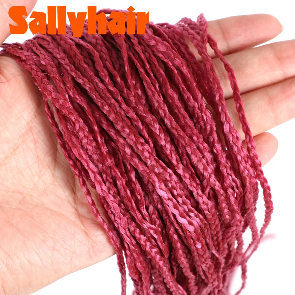 Sallyhair-trenzas sintéticas Zizi Box, trenzas delgadas de ganchillo, cabello Eunice, extensiones de cabello trenzado Zizi de colores, cabello marrón y negro