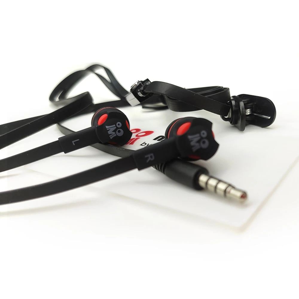 Auriculares Extra Bass con cable, auriculares de 3,5mm con micrófono, estilo fideos, auriculares deportivosки para Samsung