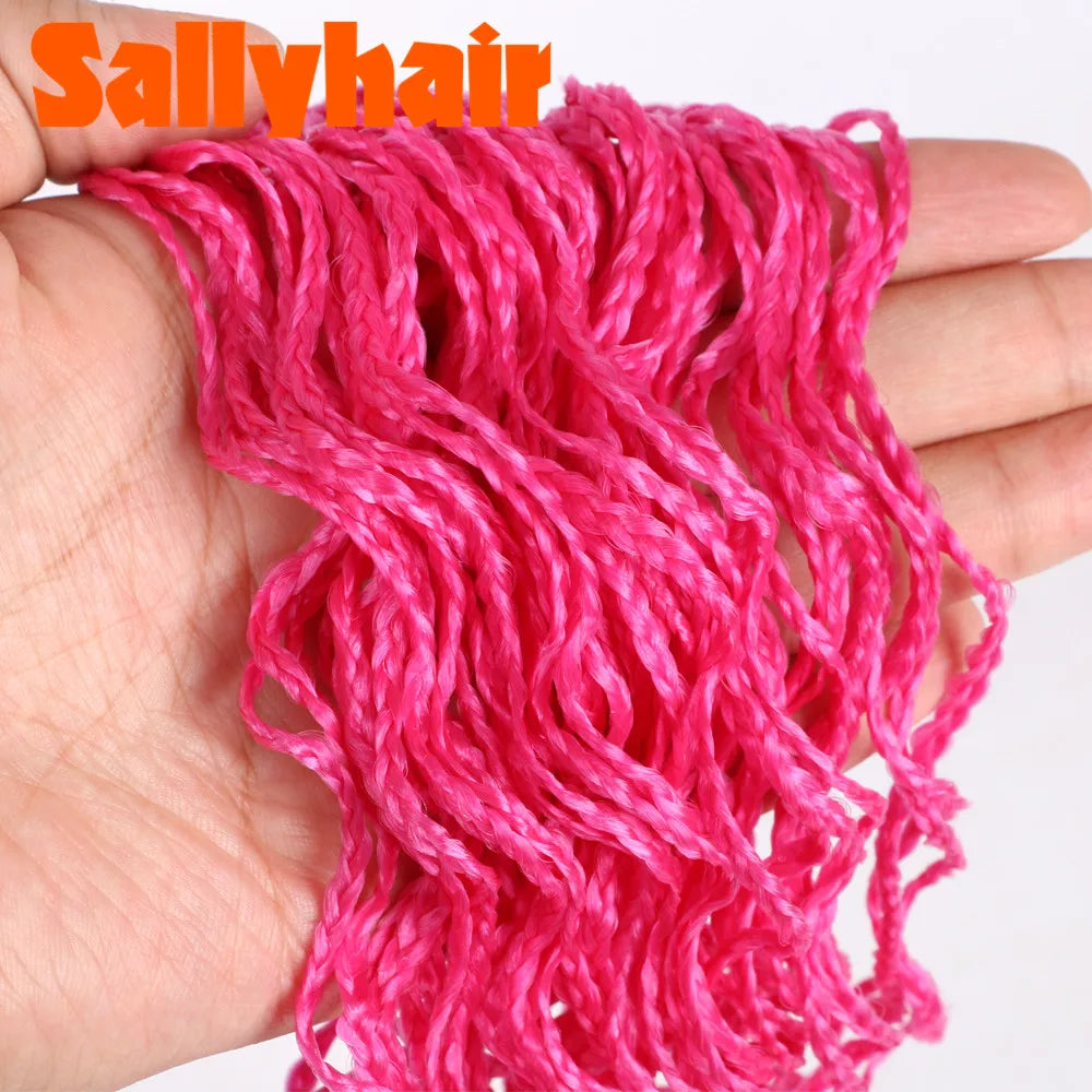 Sallyhair-trenzas sintéticas Zizi Box, trenzas delgadas de ganchillo, cabello Eunice, extensiones de cabello trenzado Zizi de colores, cabello marrón y negro