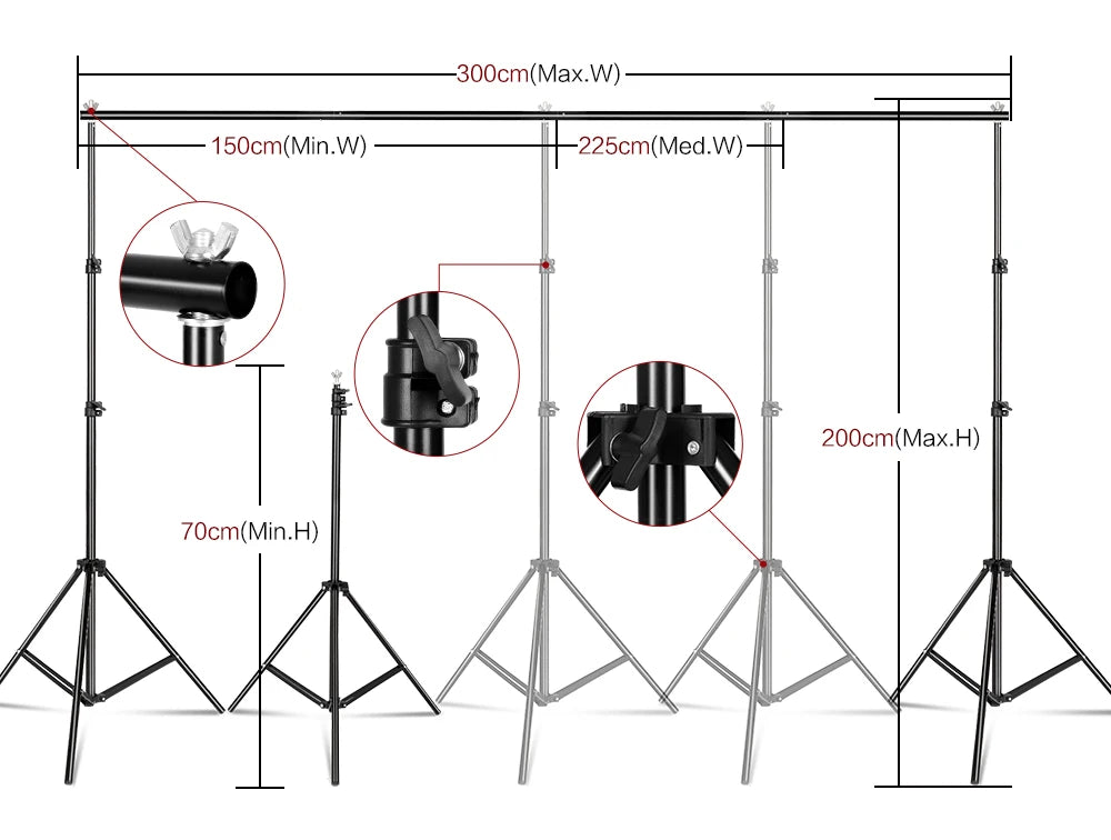 Soporte para Fondo Fotográfico SH, Sistema de Marco para Lienzo, con Estuche de Transporte, para Fotografía y Video en Estudio
