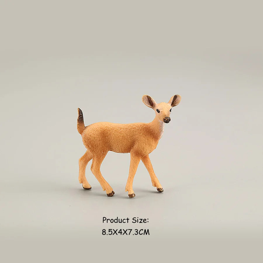 Juego de figuritas de ciervo de alce de simulación, juguete de Cervatillo de cola blanca, modelo de Animal del bosque, figuras familiares, juguetes Toppers de pastel