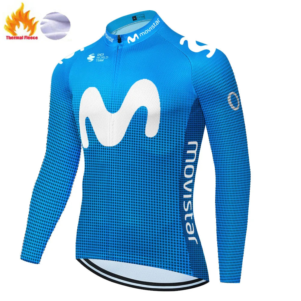 Nuevo invierno Movistar ciclismo jersey 2026 protear hombres manga larga bicicleta invierno maillot cyclisme homme