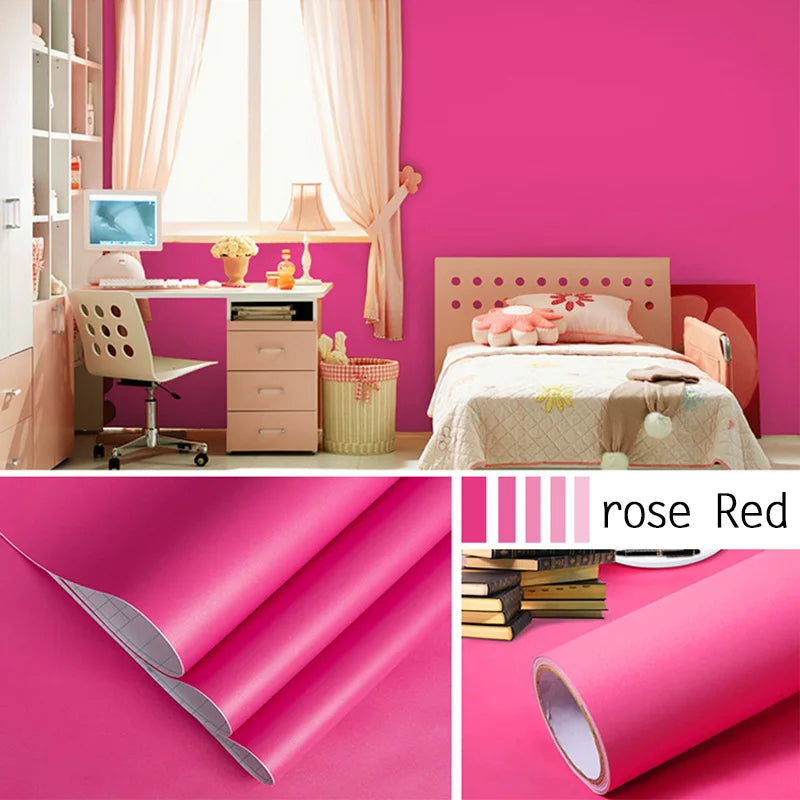 Papel tapiz impermeable de Color sólido, autoadhesivo para habitación, armario blanco y negro, pegatina de pared mate para muebles de cocina, ancho personalizable