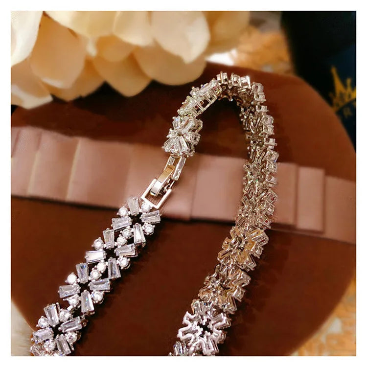 Conjuntos de joyería nupcial para mujer, pendientes de gota de aguja de plata S925, collares, colgantes, corona, boda, accesorios de circonita cúbica