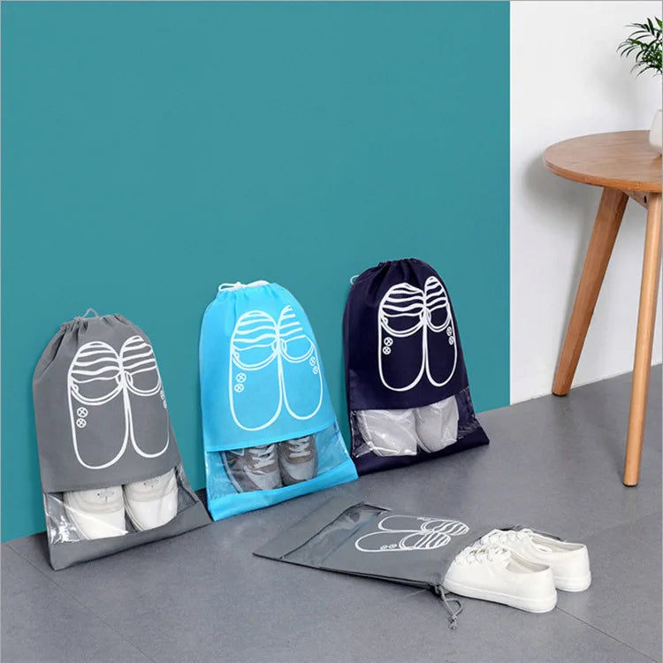 Organizador de zapatos Visible, bolsa de almacenamiento con cordón no tejido grueso a prueba de polvo, bolsa de viaje para ropa, bolsos de almacenamiento, 1/3/5 Uds.