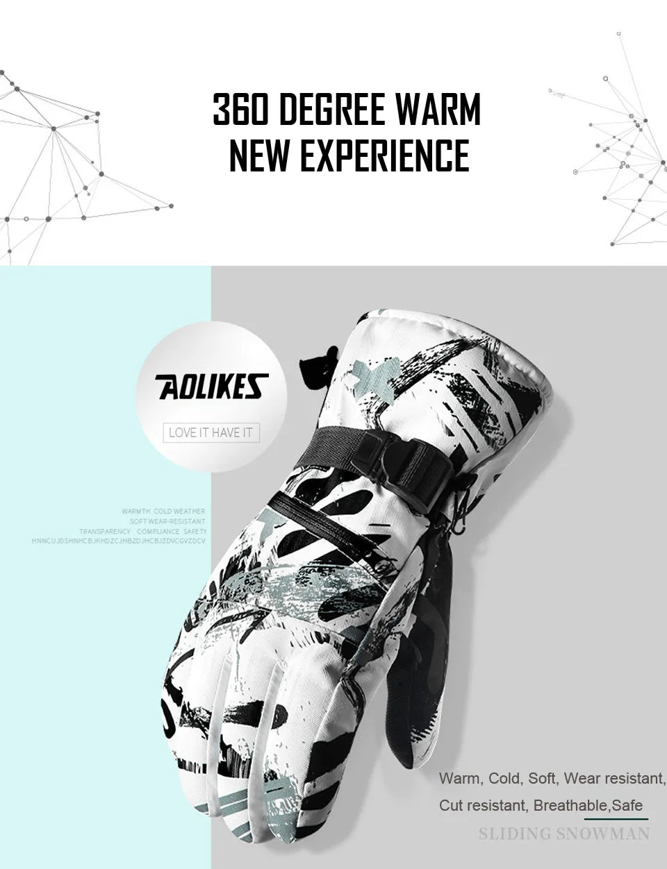 CoolFit hombres mujeres guantes de esquí ultraligeros impermeables guantes cálidos de invierno guantes de Snowboard motociclismo nieve guantes impermeables