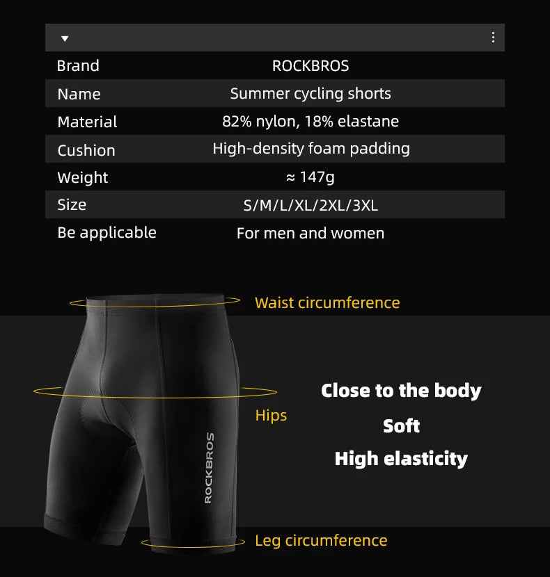 ROCKBROS pantalones cortos de ciclismo de verano, pantalones cortos de bicicleta con almohadilla de esponja a prueba de golpes, pantalones cortos transpirables para bicicleta, mallas, pantalones deportivos para bicicleta de m