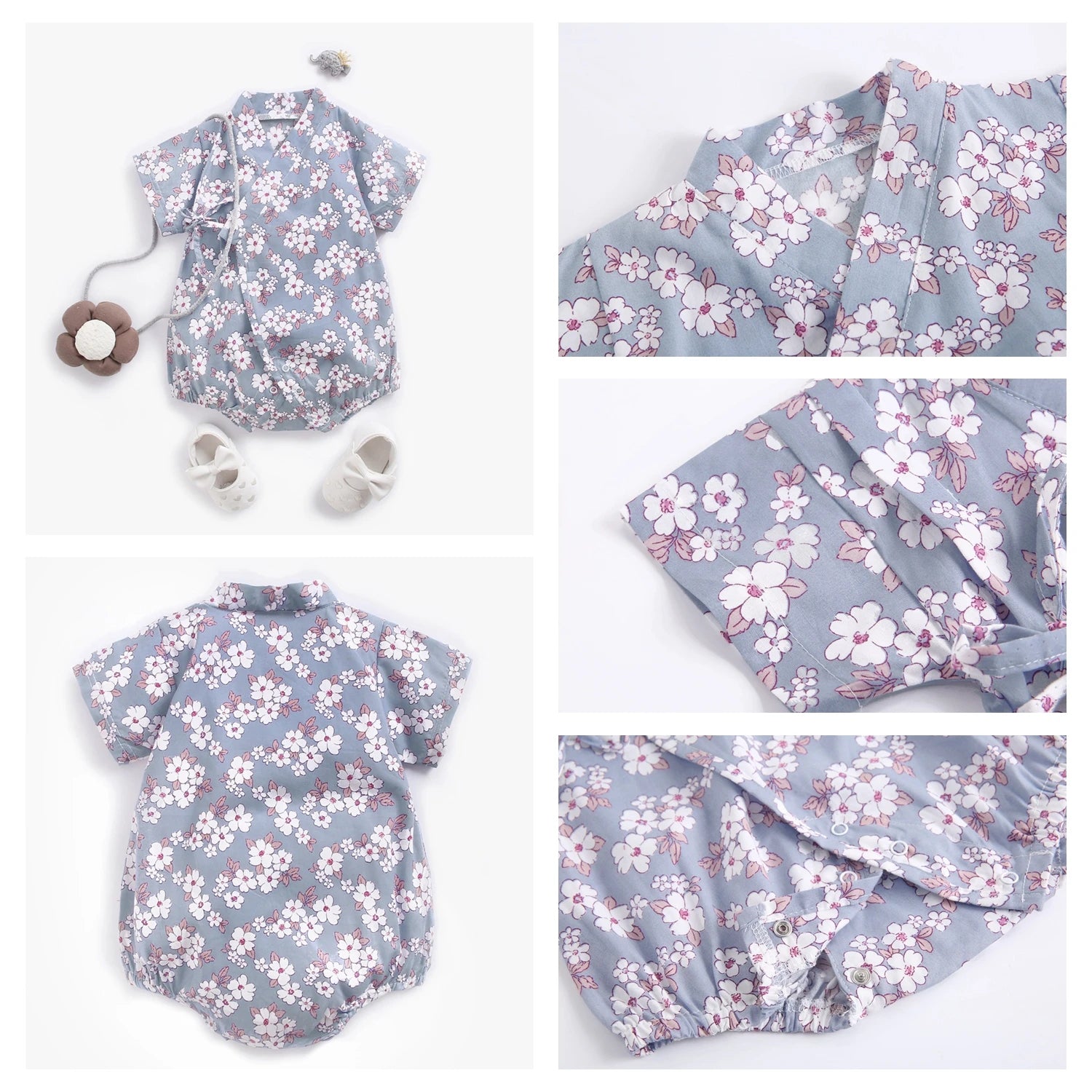 Sanlutoz-monos florales para niñas, ropa de algodón para bebés, monos bonitos para bebés recién nacidos, manga corta