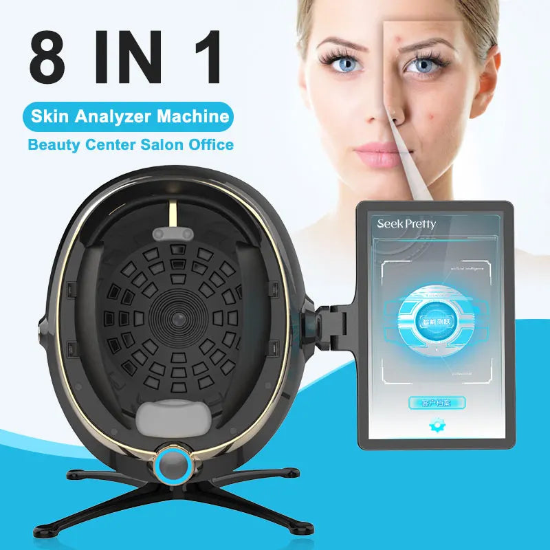 Escáner de piel 3D, analizador Facial, máquina de Monitor, espejo mágico, prueba portátil, Detector en inglés, análisis de prueba de cámara Facial