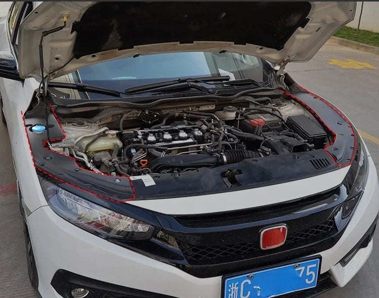 Cubierta de guardabarros del compartimento del motor, accesorios de decoración a prueba de polvo, ABS, para Honda Civic 10, 2016 +