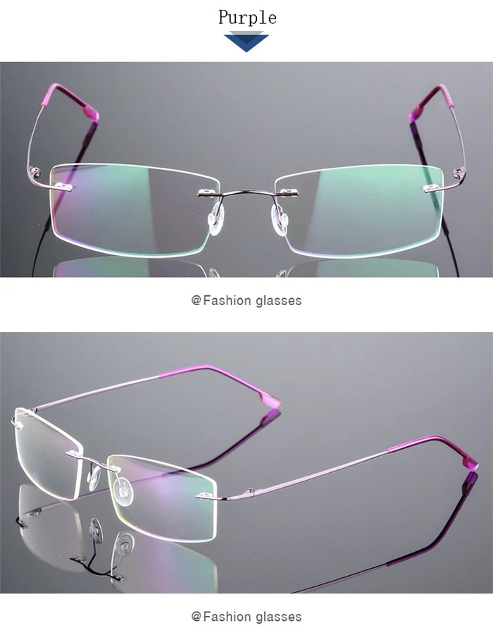 Gafas para miopía sin marco para hombre y mujer, lentes superelásticas con revestimiento verde, montura ultraligera, sin montura, 1,0-1,5-2,0 To-5,5