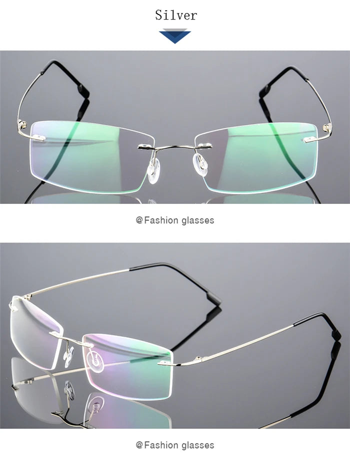 Gafas para miopía sin marco para hombre y mujer, lentes superelásticas con revestimiento verde, montura ultraligera, sin montura, 1,0-1,5-2,0 To-5,5
