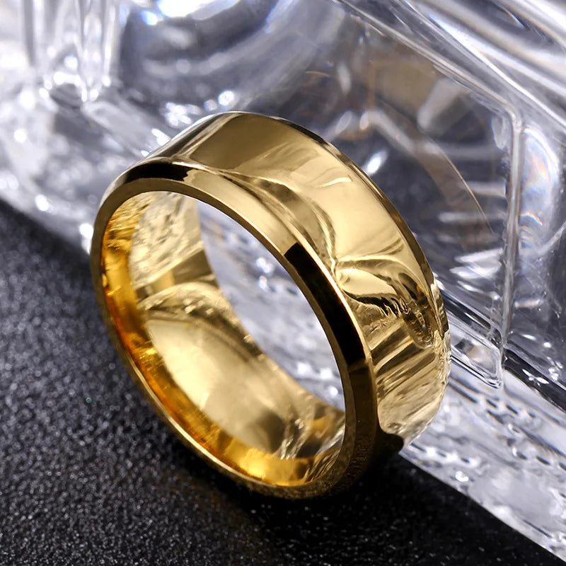 Anillo de joyería con dijes de moda para hombres y mujeres, anillos negros de acero inoxidable, banda de compromiso de boda, espejo de calidad, joyería masculina personalizada
