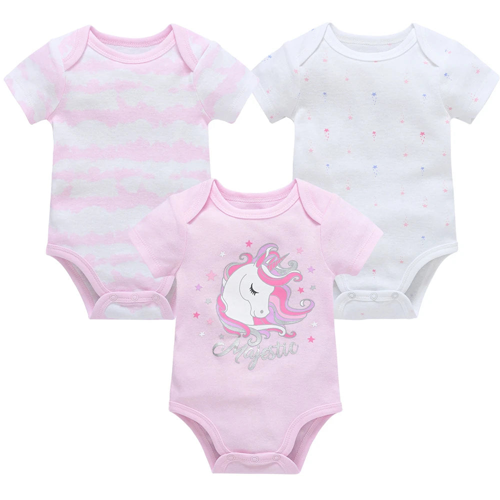 Kavkas, monos para niñas, 6/3 unidades/lote, ropa de algodón de verano para bebés, ropa de manga corta para recién nacidos, ropa para bebés de 0 a 3 meses