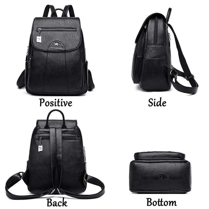 Mochila De cuero suave para mujer, bolso escolar de gran capacidad, de alta calidad, para viaje y ocio, 6 colores, color negro, novedad de 2024