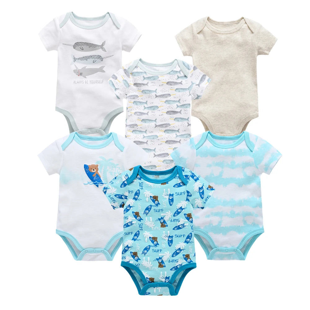 Kavkas, monos para niñas, 6/3 unidades/lote, ropa de algodón de verano para bebés, ropa de manga corta para recién nacidos, ropa para bebés de 0 a 3 meses