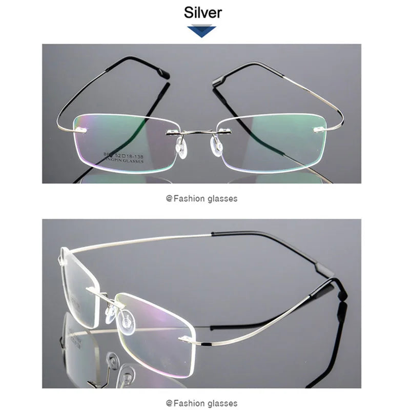 Gafas para miopía sin marco para hombre y mujer, lentes superelásticas con revestimiento verde, montura ultraligera, sin montura, 1,0-1,5-2,0 To-5,5